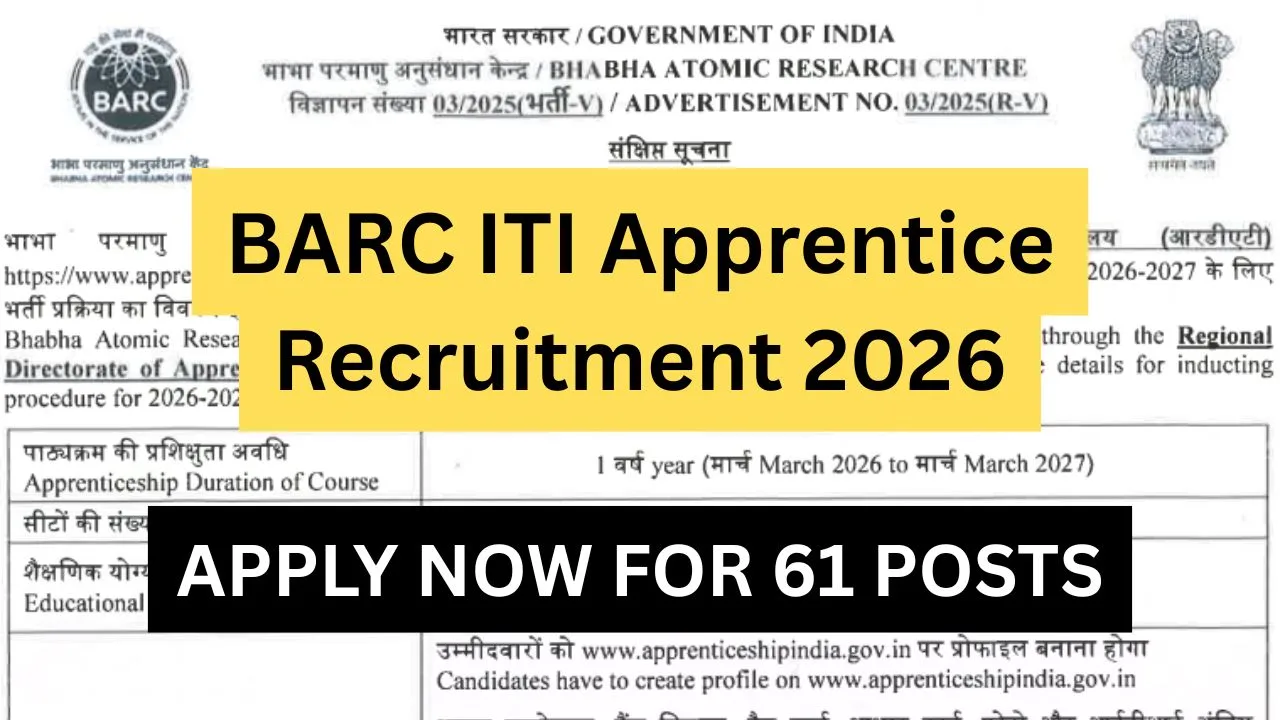BARC ITI Apprentice Recruitment 2026